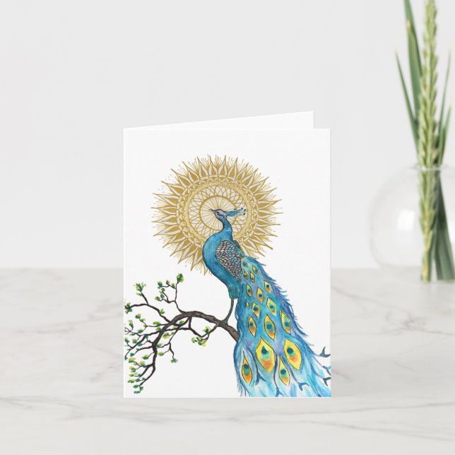 Pfau Mandala-Notizkarte Karte (Vorderseite)