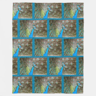 Pfau mit Federn Fanned - Wildlife Bird Foto Fleecedecke