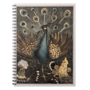 Pfau mit Hühnern (1878-1910) Theo van Hoyte Notizblock