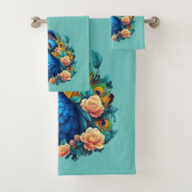 Pfau mit PfirsichRose