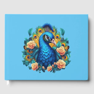 Pfau mit PfirsichRose Gästebuch