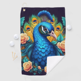 Pfau mit PfirsichRose Golfhandtuch