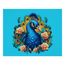 Pfau mit PfirsichRose
