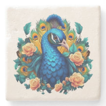 Pfau mit PfirsichRose