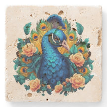 Pfau mit PfirsichRose
