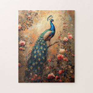 Pfau mit rosafarbenen Rosen Malerei