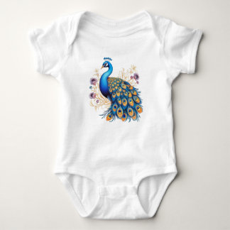 Pfau mit violetten Blumen Baby Strampler