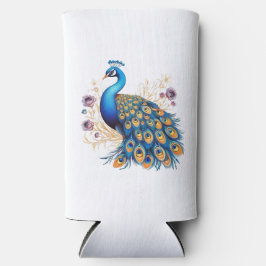 Pfau mit violetten Blumen Selters Dosenkühler