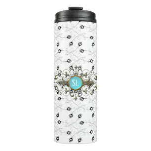 Pfau-Monogramm-Gemstone Thermosbecher