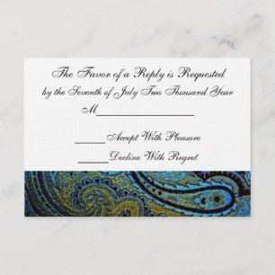 Pfau Paisley Indische Hochzeits-Einladung RSVP Karte