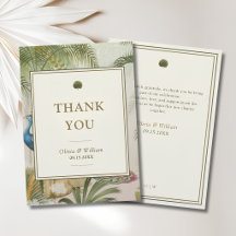 Pfau-Palm-Hochzeit-Dankeskarten