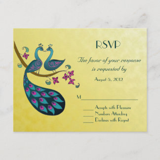 Pfau - Peahen-UAWG, Senf gelb RSVP Karte
