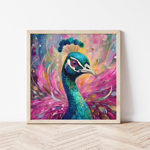 Pfau Pfimsischer Moderne Impressionistische Kunst Poster