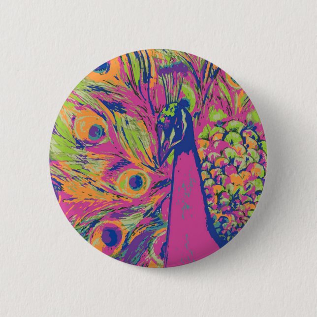 Pfau Pop Button (Vorderseite)