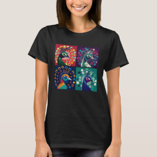 Pfau Pop Illustration Farbige Tierfrauen T-Shirt