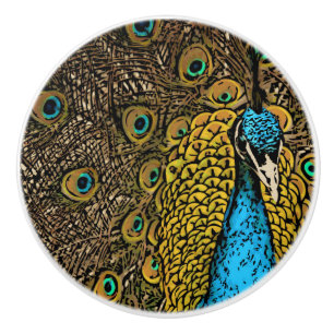 Pfau-Pracht-Illustration Keramikknauf