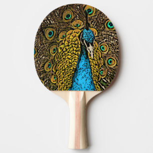 Pfau-Pracht-Illustration Tischtennis Schläger