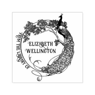 Pfau Rahmen Jugendstil-Bibliothek Buch Name #2 Permastempel