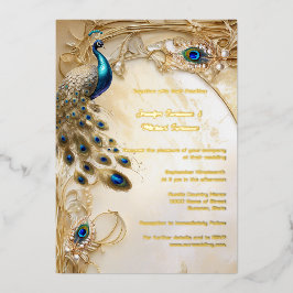 Pfau reale Folie Vintage Federn Art Nouveau Folieneinladung