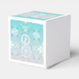 Pfau romantische Hochzeit, Herz und Aqua Blau Geschenkschachtel