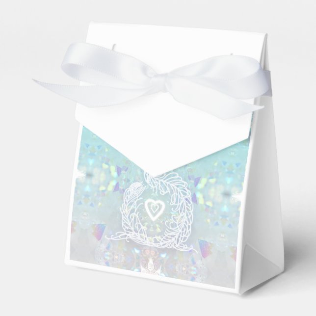 Pfau romantische Hochzeit, Herz und Geschenkschachtel (Vorderseite)