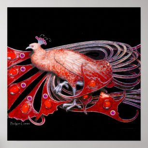 PFau, rot lila grau violett schwarz Poster