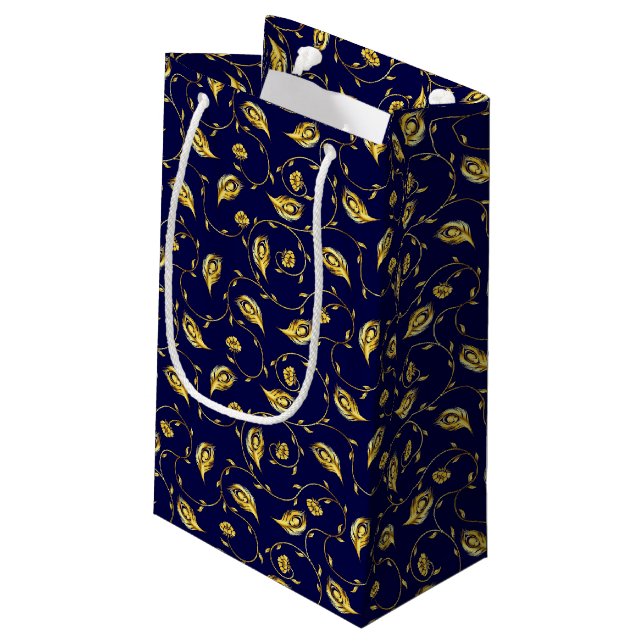 Pfau-Sari-Muster Kleine Geschenktüte (Rückseite Schrägansicht)