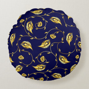 Pfau-Sari-Muster Rundes Kissen