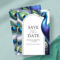 Pfau Save the Date Hochzeitsankündigungen
