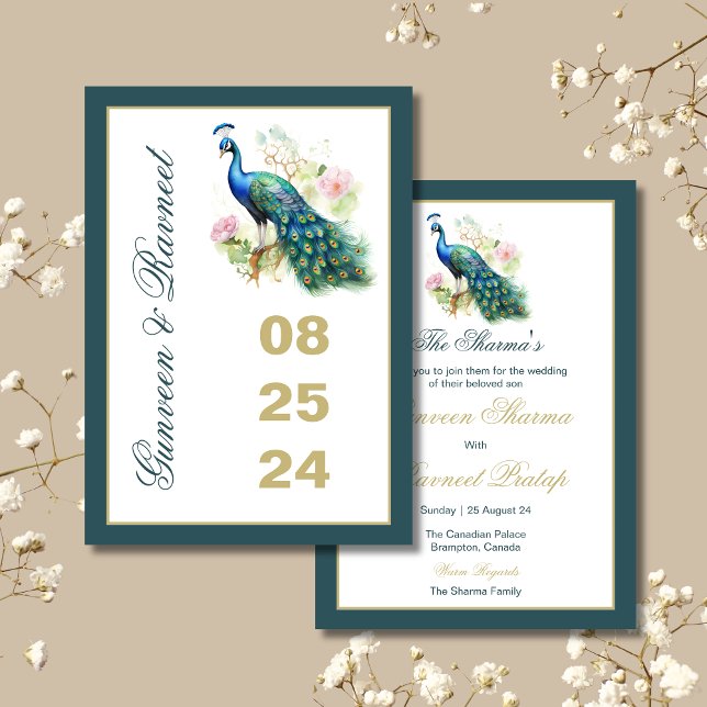 Pfau Save the Date Pfauenhochzeit Einladung (Von Creator hochgeladen)