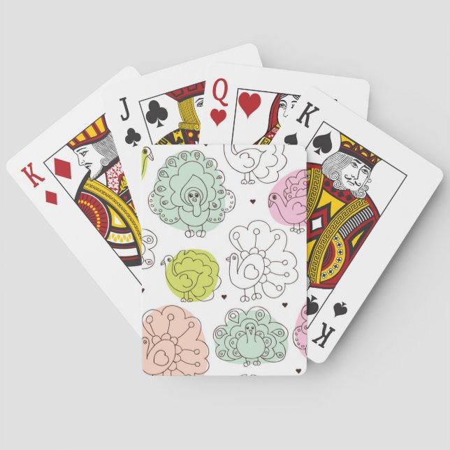 Pfau scherzt die Vintage Tapete Spielkarten (Rückseite)