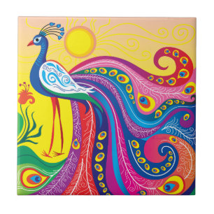 Pfau-Sonnenaufgang Fliese