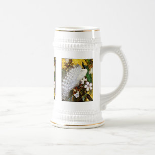 Pfau Stein:  Weißer und blauer Pfau Bierglas