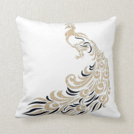 Pfau-Stilvoll-Gold-Schwarz-Quadrat ml Kissen