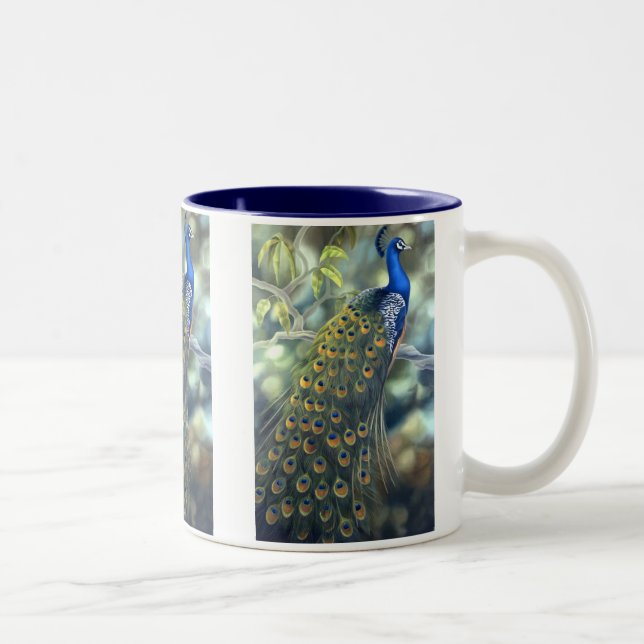 Pfau-Tasse Zweifarbige Tasse (Rechts)