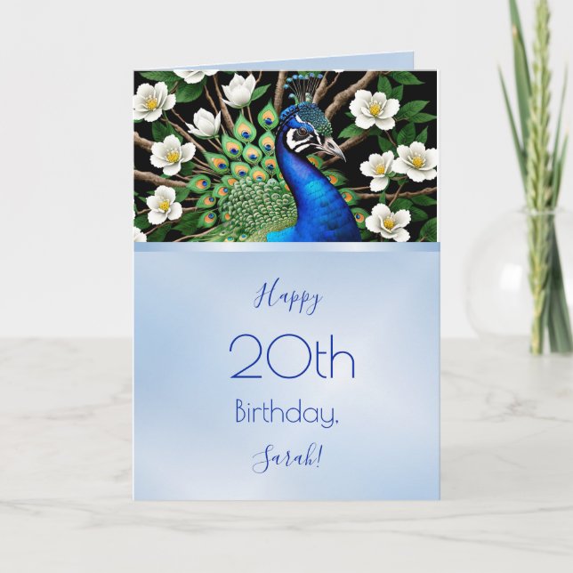 Pfau und Blume Karte (Vorderseite)