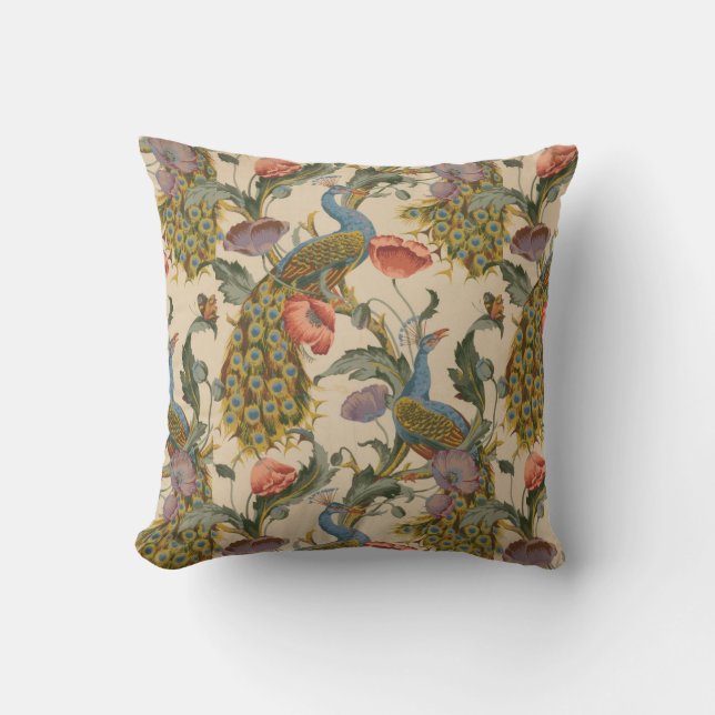 Pfau und Blume Kissen (Vorderseite)