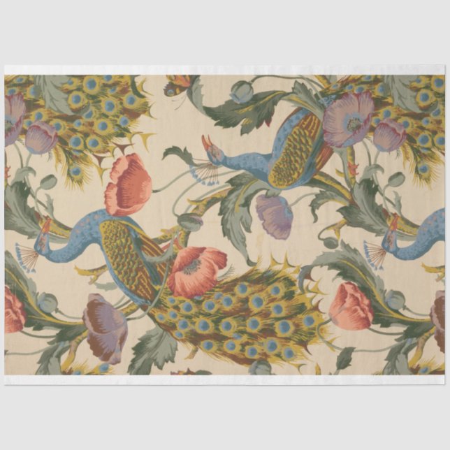 Pfau- und Blumenzapier Seidenpapier (Vorderseite)