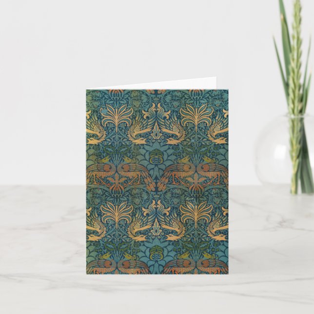 Pfau und Drache, 1878 von William Morris Dankeskarte (Vorderseite)