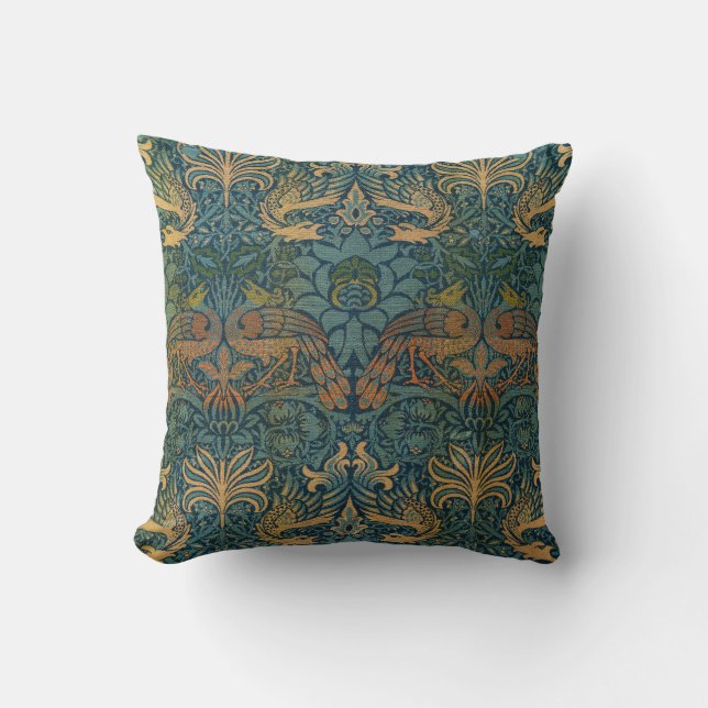 Pfau und Drache, 1878 von William Morris Kissen (Vorderseite)