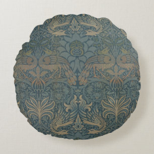 Pfau und Drache von William Morris Rundes Kissen