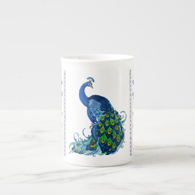 Pfau- und Dragonfly-Design Prozellantasse (Vorderseite)