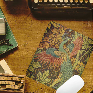 Pfau und Eichenblatt florales viktorianisches Jacq Mousepad