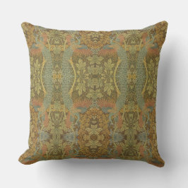 Pfau und Eichenblumenhain Viktorianischer Jacquard Kissen