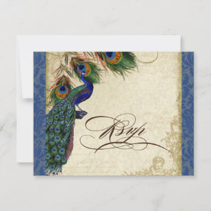 Pfau und Federn Formales UAWG Response Navy Blue RSVP Karte