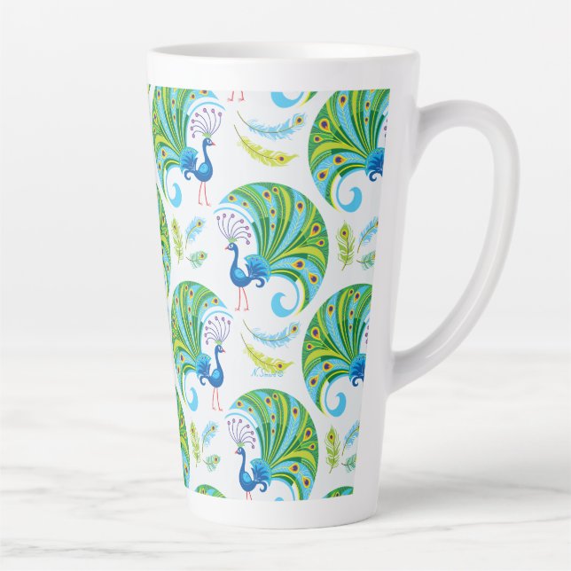 Pfau- und Federnmuster Milchtasse (Rechts)