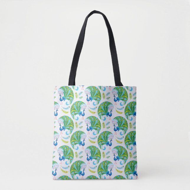 Pfau- und Federnmuster Tasche (Vorderseite)