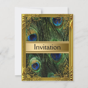 Pfau und Gold Einladung jedes Party