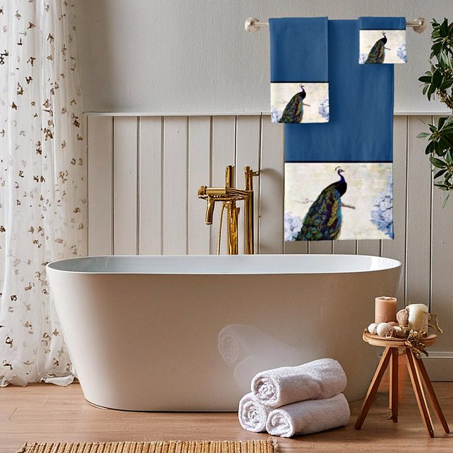 Pfau und Hydrangea Badehandtuch Set (Von Creator hochgeladen)