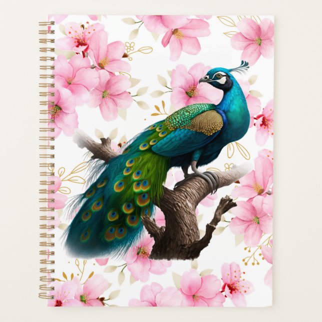 Pfau- und Kirschblütenplaner Planer (Vorderseite)